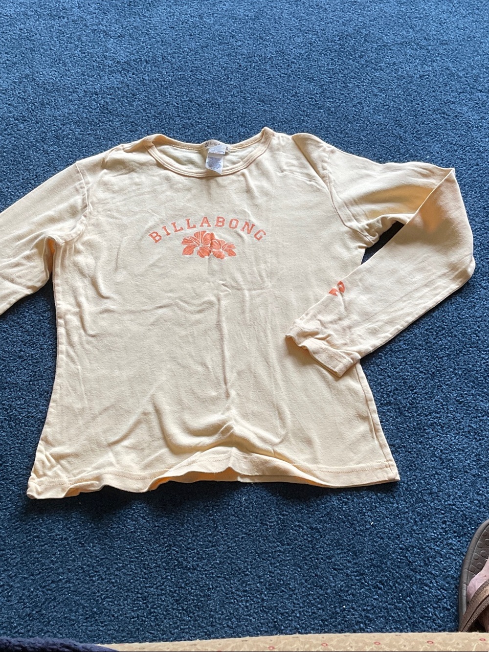 Billabong Light Peach Long Sleeve Tee with Coral Floral Logo